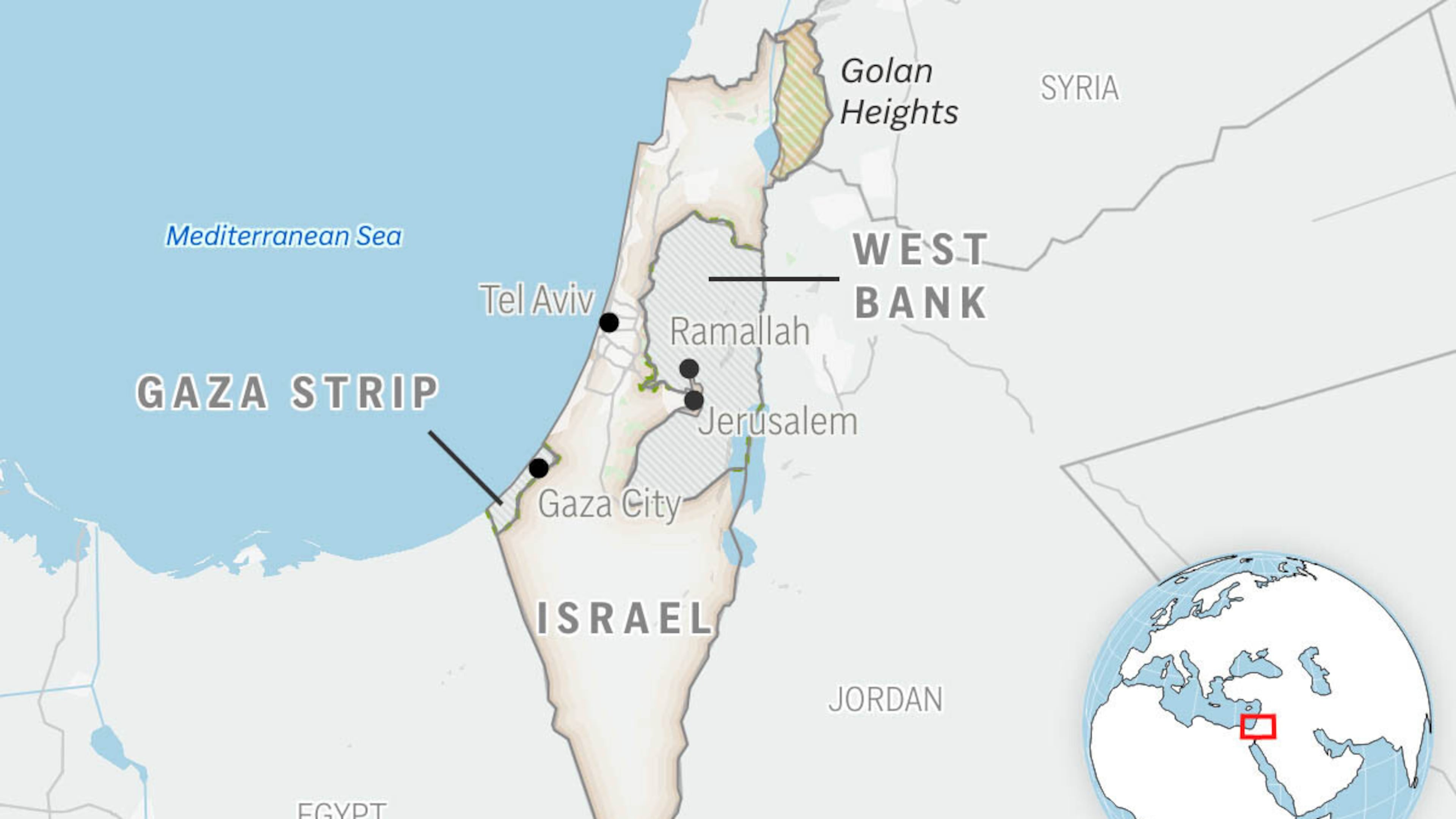 This is a locator map of Israel and the Palestinian Territories. (AP Photo)