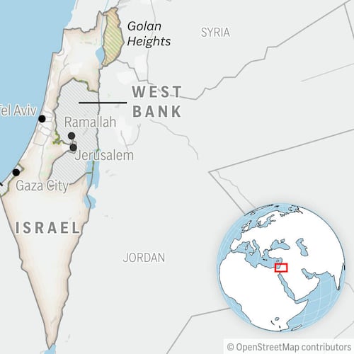 This is a locator map of Israel and the Palestinian Territories. (AP Photo)