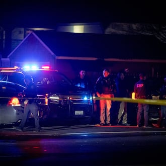 First responders at scene of a mass shooting Saturday, Nov. 29, 2025, in Stockton, Calif. (AP Photo/Ethan Swope)