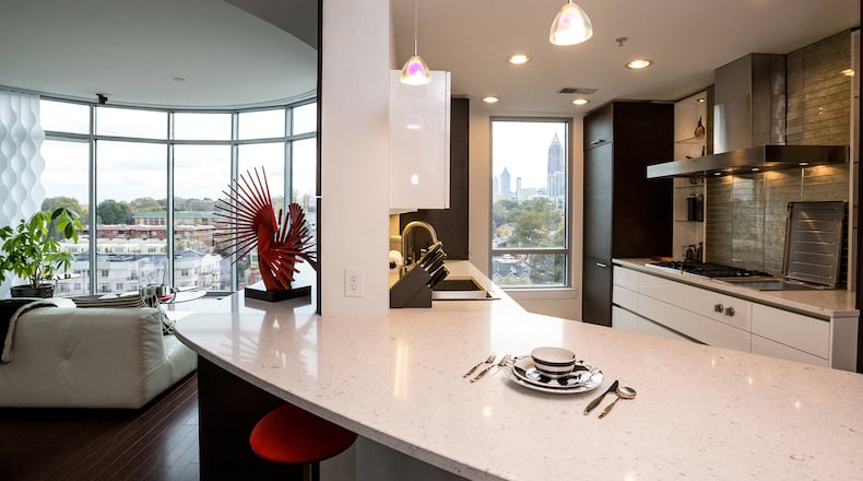 This kitchen at The Luxe was designed by Rao Design Studio.