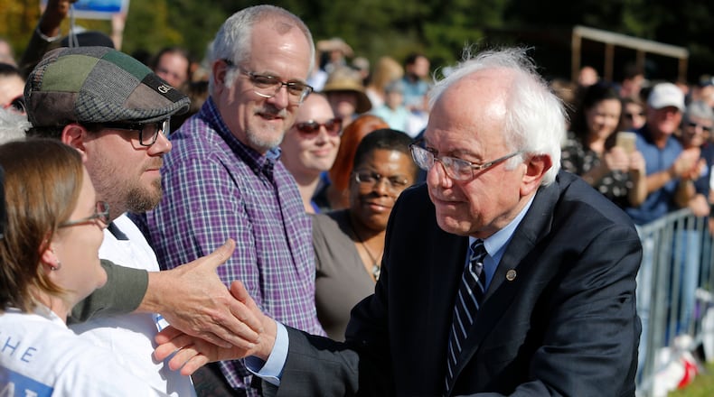 Democratic presidential candidate Sen. Bernie Sanders, I-Vt., works the crowd at the Jenkins Orphanage in North Charleston, S.C., on Saturday. AP/Mic Smith