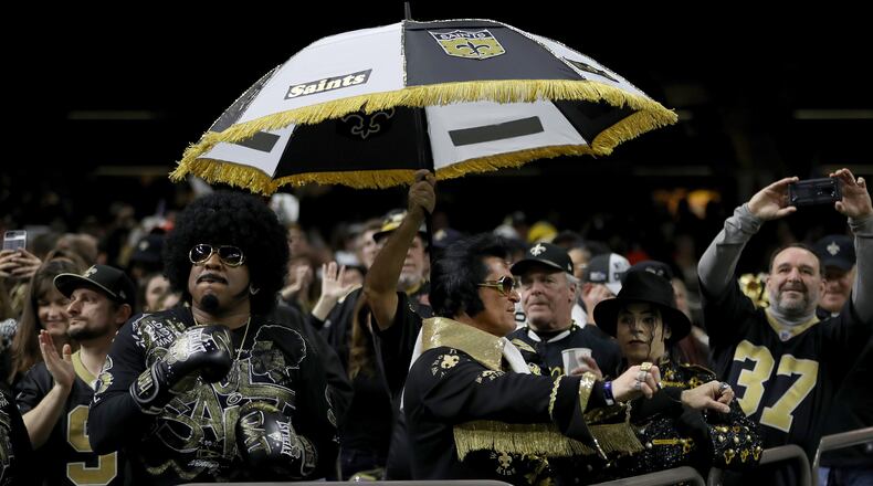 New Orleans Saints fans cheer in the NFC Championship game against the Los Angeles Rams Jan. 20, 2019, at the Mercedes-Benz Superdome in New Orleans.