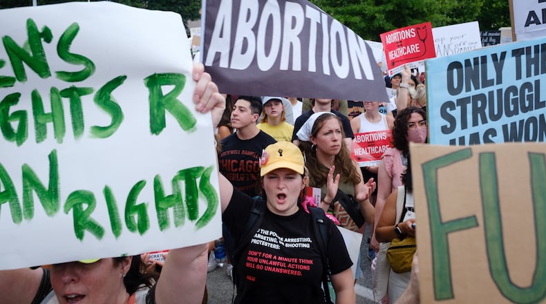 Chloe Hultman attends an abortion rights rally at the Georgia Capitol on Friday, June 24, 2022. The protest follows the Supreme Court’s overturning of Roe v Wade. (Arvin Temkar / arvin.temkar@ajc.com)