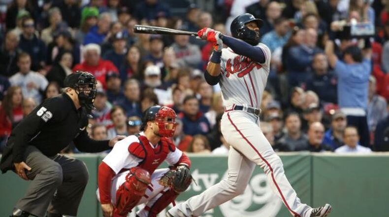 Jason Heyward hit his second homer in three days Thursday to put the Braves ahead 1-0 early. They blew a 3-1 lead late in a 4-3 loss at Boston. (AP Photo)