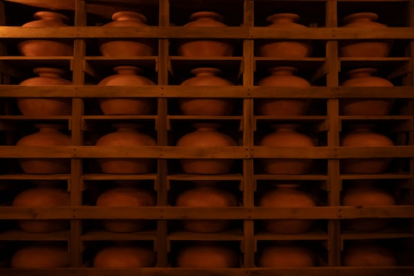 An exhibit of a storage area is seen at the Ark Encounter in Williamstown, Ky., Friday, March 21, 2025. (AP Photo/Madeleine Hordinski)