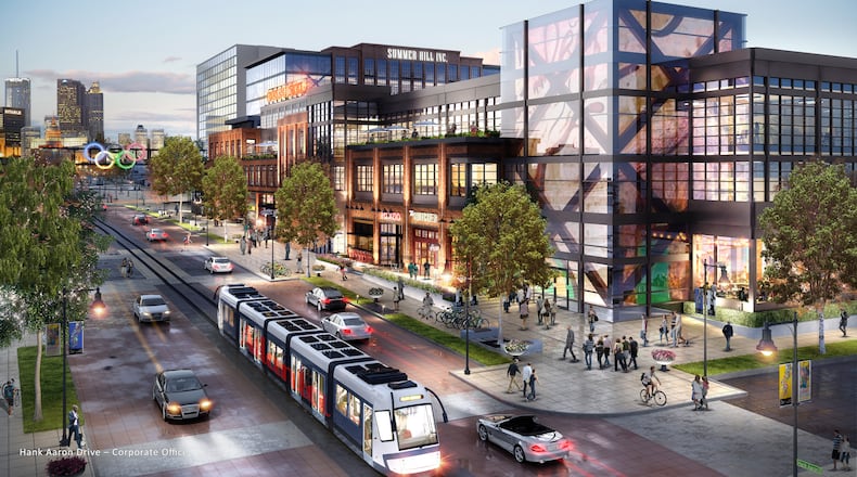 A rendering of the planned transformation of the acres of vacant lots around Turner Field. Georgia State University and Atlanta developer Carter & Associates plan a $300 million mixed-use development for the area.