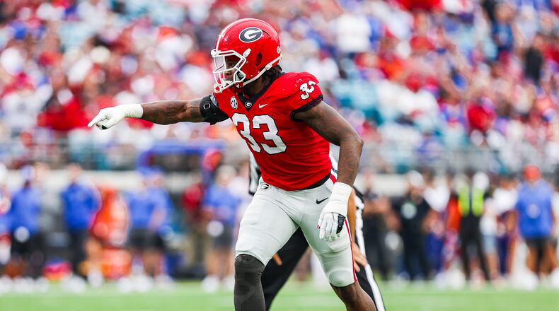 Senior outside linebacker Robert Beal, who already was having to stand in for injured starter Nolan Smith, was determined to have suffered a “stinger” in Saturday’s game against Tennessee. (Photo by Tony Walsh/UGA Athletics)