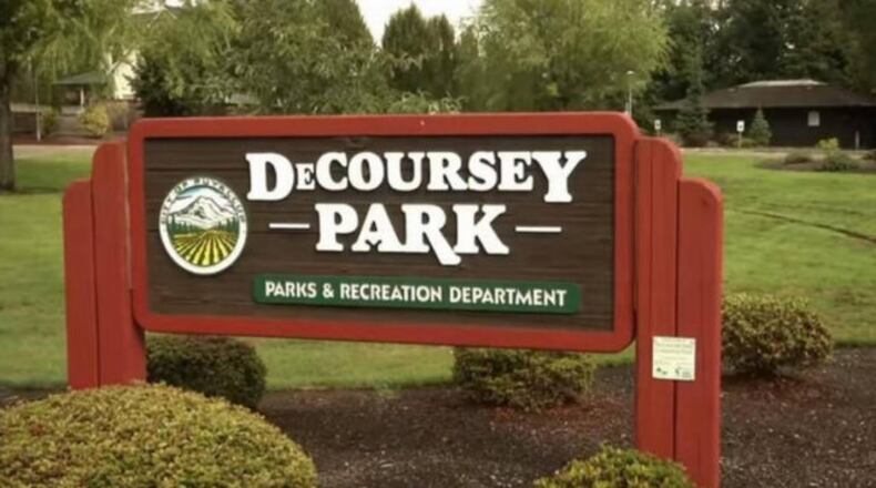 The sign at an entrance to DeCoursey Park in Puyallup. City of Puyallup. (Photo: KIRO7.com)