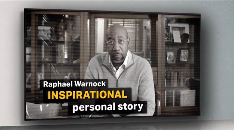 A screenshot from a new National Republican Senatorial Committee ad telegraphing a new approach to target Democratic Sen. Raphael Warnock.