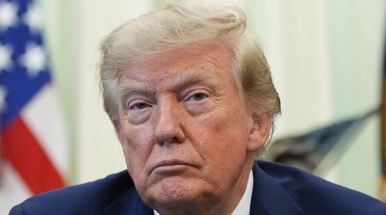 President Donald Trump speaks in the Oval Office of the White House, Thursday, Aug. 6, 2026, in Washington. (AP Photo/Alex Brandon)