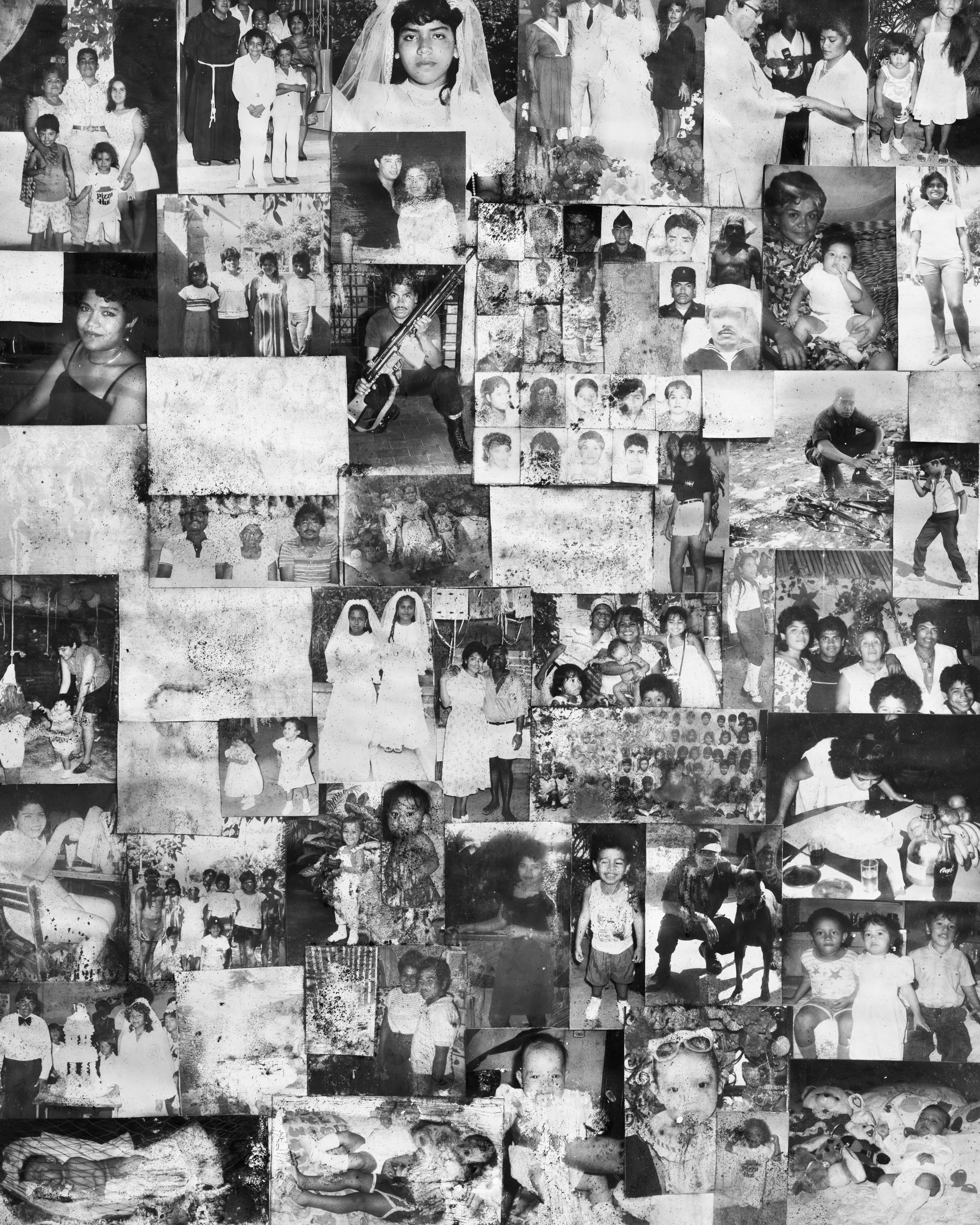 "My mother’s collage that hangs in my grandmother’s room, after Hurricane Otis" (2025) by Brayan Enriquez.