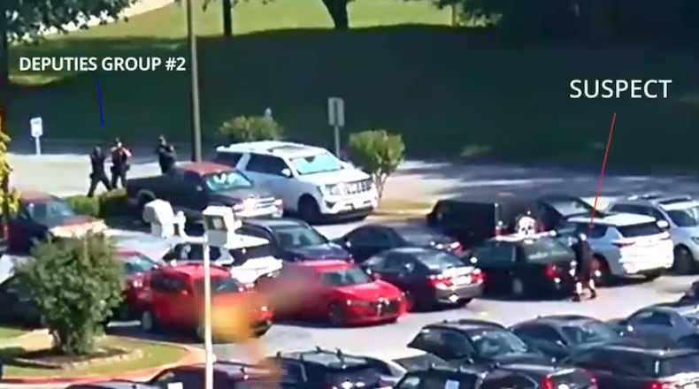 A frame taken from a video released by the Gwinnett County Sheriff's Office that provides a detailed account of a shootout that happened Oct. 7.
