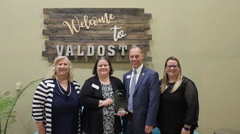 Left to right: Gwinnett Community Services Department Director Tina Fleming, B2 Anywhere Project Coordinator Tania Ballou, Deputy Division Director Jason West and Deputy Department Director Lindsey Jorstad. Contributed