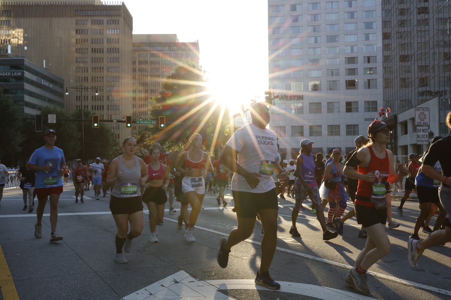 Runners begin the 56th AJC Peachtree Road Race on Friday, July 4, 2025, in Atlanta. (Arvin Temkar/AJC)