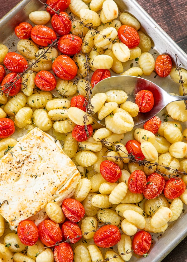 Baked Feta and Tomato Gnocchi made and styled by writer Kate Itrich-Williams at her home in Atlanta, GA. Photo taken on Thursday, June 25, 2026 for the 5:30 challenge. (Aaliyah Man for the AJC) 