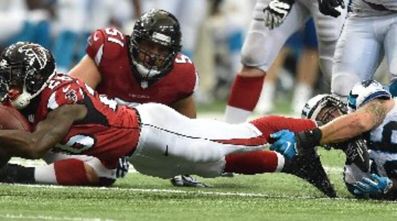 Julio Jones and the Falcons flattened the Panthers. BRANT SANDERLIN/BSANDERLIN@AJC.COM