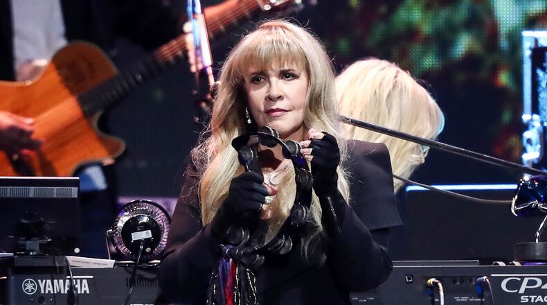 Stevie Nicks of the band Fleetwood Mac performs at the 2018 iHeartRadio Music Festival Day 1 held at T-Mobile Arena on Friday, Sept. 21, 2018, in Las Vegas. Nicks will join Def Leppard, Janet Jackson, Radiohead, the Cure, Roxy Music and the Zombies as new members of the Rock and Roll Hall of Fame. The 34th induction ceremony will take place on March 29 at Barclays Center in New York. (Photo by John Salangsang/Invision/AP)