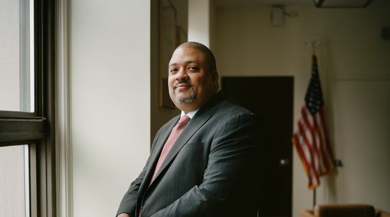 Alvin Bragg, Manhattan’s district attorney, in his office in New York, on Jan. 13, 2023. (Jasmine Clarke/The New York Times)