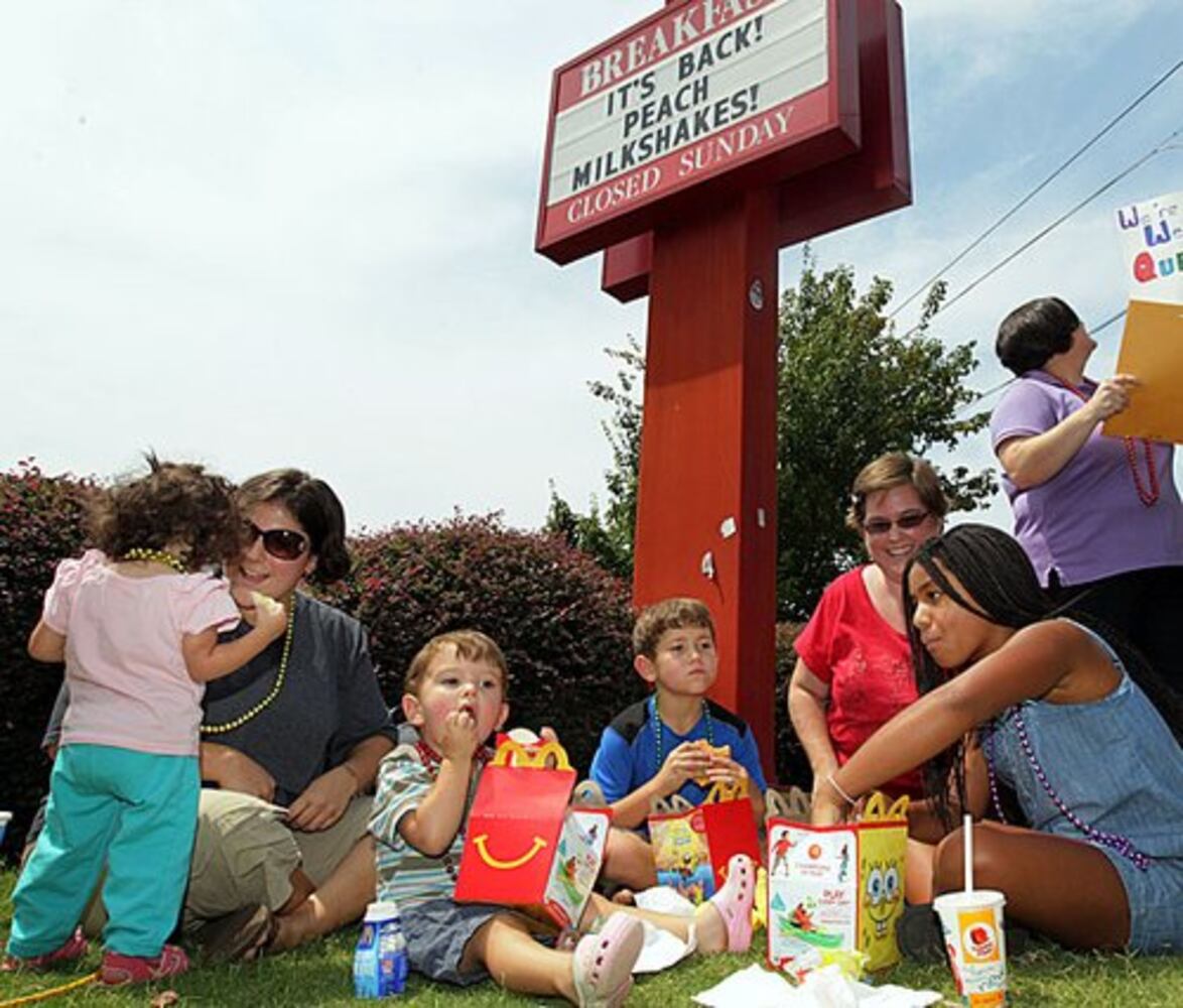 'Kiss-in' at Chick-fil-A restaurants, Friday, August 3, 2012