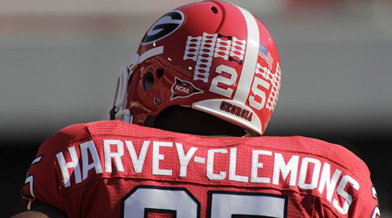 How will Josh Harvey-Clemons' absence at Clemson affect the Bulldogs?