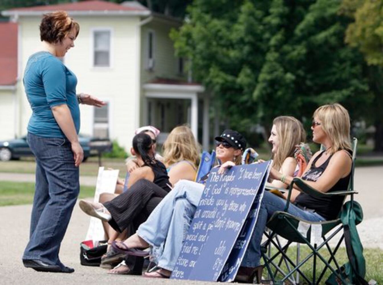 Strippers protest church