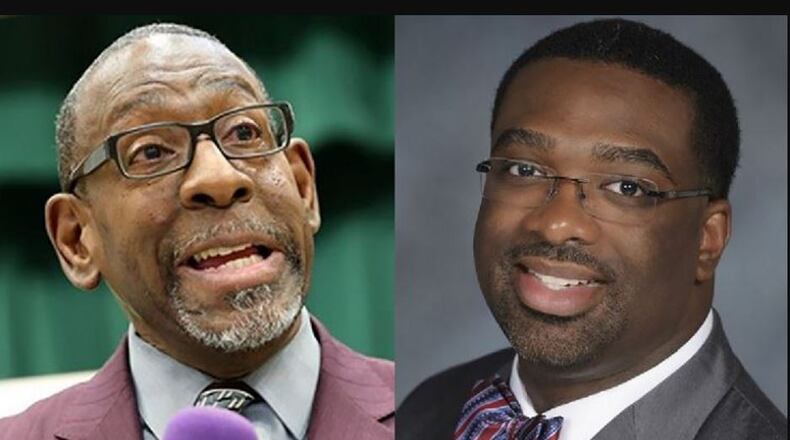 DeKalb school Superintendent Steve Green (left) and Leo Brown, the former chief human capital management officer. Credit: DeKalb County School District