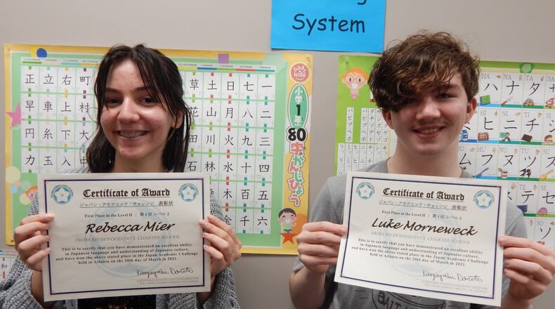 Riverwood students Luke Morneweck and Rebecca Mier won first place in the Level 2 competition at the 2021 Japan Academic Challenge held virtually on March 20, 2021. The Japan-America Society of Georgia (JASG) hosted numerous high school students from across the Southeast for the challenge.