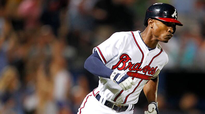 Atlanta Braves' B.J. Upton (2) rounds the bases on a home run during the sixth inning against the Pittsburgh Pirates on Tuesday, June 4, 2013.