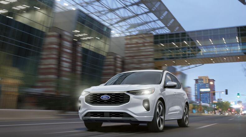 This photo provided by Ford shows the Escape, which is in its last year of production. The small SUV offers comfortable seating, a smooth ride quality, and easy-to-use controls as well as hybrid and plug-in powertrain options. (Courtesy of Ford Motor Co. via AP)