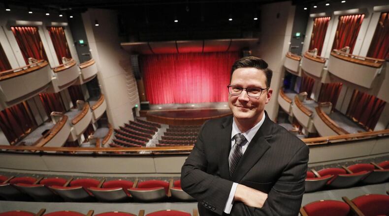 Brandt Blocker, in the balcony of the new theater, is the artistic director at City Springs Theatre Company, which will perform in the new Sandy Springs Performing Arts Center’s Byers Theatre. Blocker used to be the producing artistic director for the Atlanta Lyric Theatre. BOB ANDRES /BANDRES@AJC.COM
