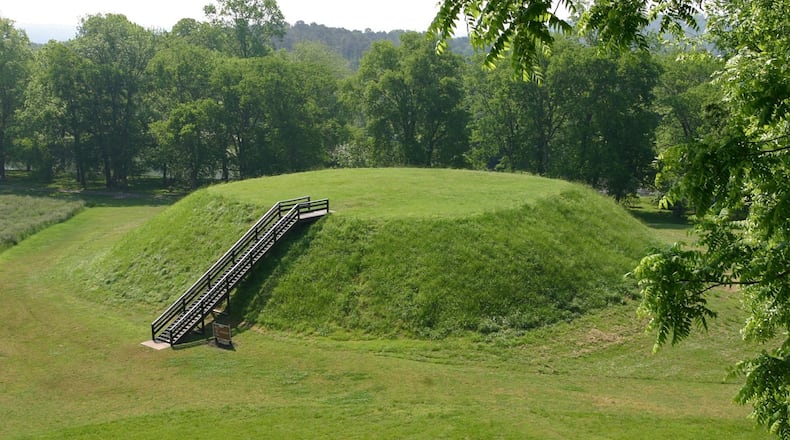 Georgia’s Natural Resources Department is finishing a $90,000 overhaul of its museum at the historic Etowah Indian Mounts. The work began this year after DNR removed from display the jewelry, marble human effigies and many other artifacts excavated from the former settlement.  They are among 187,060 funeral-related objects being returned – along with at least 404 sets of Native American remains – to the Muscogee (Creek) Nation, federal records show. Also on the list are stone axes, copper headdresses and tortoise shell batons.
Photo contributed by Georgia DNR