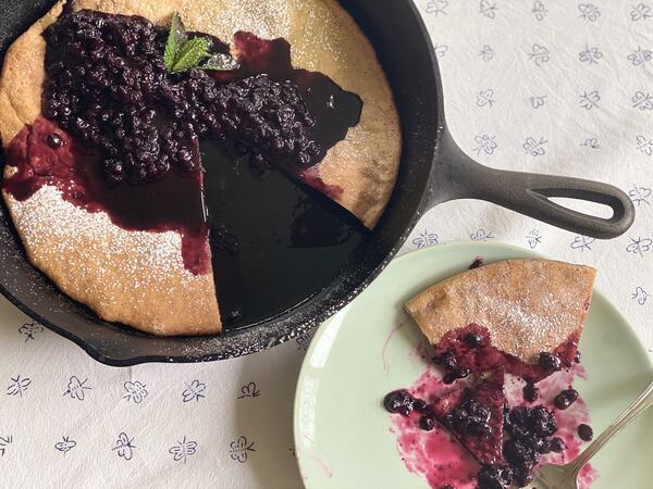 You’ll want to prepare your blueberry sauce before you make your Dutch baby pancake. CONTRIBUTED BY KELLIE HYNES