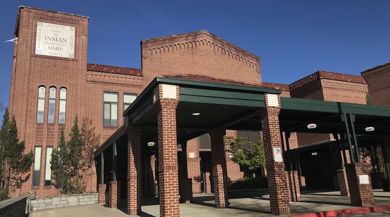 The former Inman Middle School building currently houses students from Morningside Elementary School. District officials are deciding what the property's future use should be. VANESSA McCRAY/AJC FILE PHOTO