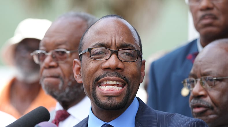 NAACP National President Cornell William Brooks holds a press conference about the church killings at the Charleston office on Friday, June 19, 2015. Curtis Compton / ccompton@ajc.com