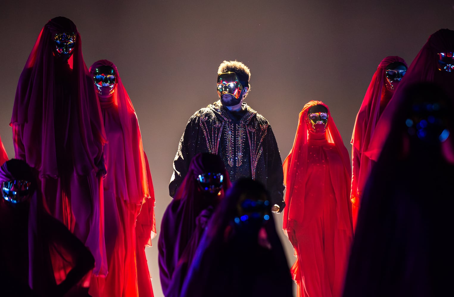 The Weeknd dazzles the Atlanta crowd at Mercedes-Benz Stadium on Thursday, Aug. 21, 2025, bringing Playboi Carti and Future along for the ride. (Ryan Fleisher for the AJC)