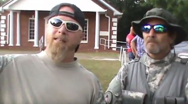 A still from a video uploaded by a Georgia militia threatening a proposed mosque and cemetery
