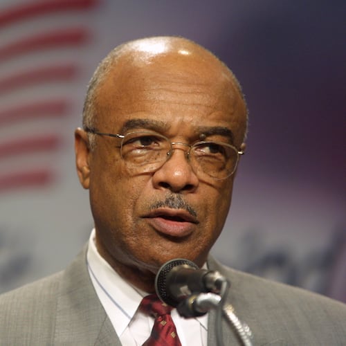 FILE - U.S. Secretary of Education Rod Paige speaks to reporters at the Education Department in Washington. (AP Photo/Terry Ashe, File)