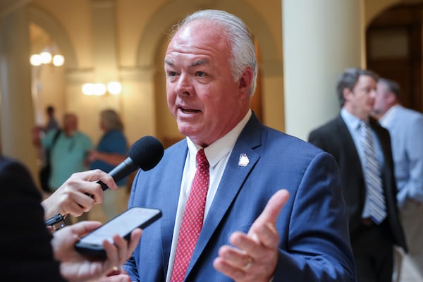 Republican Jim Tully speaks to reporters at the State Capitol in Atlanta earlier this month. (Arvin Temkar/AJC)