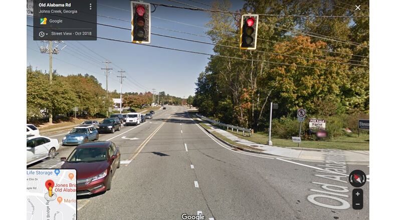 Johns Creek will spend $10,000 on a traffic study of Jones Bridge and Old Alabama roads, part of $190,000 in total spending to plan a widening of Jones Bridge. GOOGLE MAPS