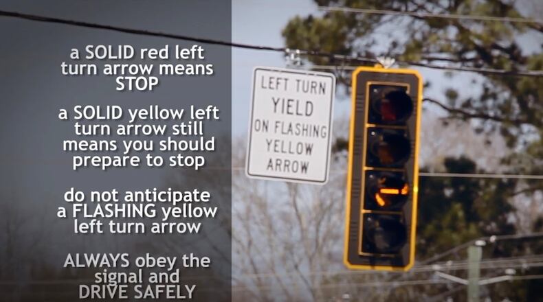 The Roswell Department of Transportation has recently installed several new flashing yellow traffic signals to improve safety. (Courtesy City Georgia DOT)