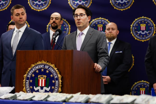 U.S. Attorney Theodore S. Hertzberg speaks during a press conference at FBI Atlanta on Friday, November 21, 2025 after a major fentanyl bust in metro Atlanta. (Abbey Cutrer/AJC)