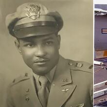 Retired U.S. Navy Capt. Harvey McDonald, right, said of his late father, Lt. Col. Joseph Blaylock, left, and other Tuskegee Airmen: “I am here because of them, and so are a lot of us." Photos courtesy of Harvey McDonald.