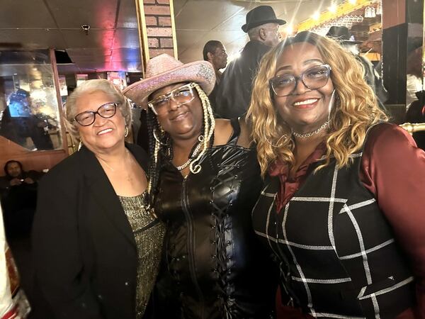 Lillian White with fellow club-goers on a lively night at Club 291 in southwest Atlanta. (Fran Jeffries)