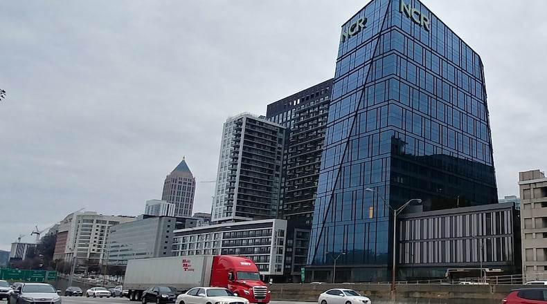 The NCR headquarters building is located in Midtown Atlanta next to the Downtown Connector. Photo taken Jan. 30, 2021. (Andy Peters / andy.peters@ajc.com)
