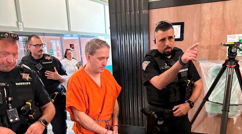 FILE - Oklahoma County Sheriff's deputies lead longtime death row inmate Richard Glossip to a courtroom on June 9, 2025, at the Oklahoma County Courthouse in Oklahoma City. (AP Photo/Sean Murphy, File)