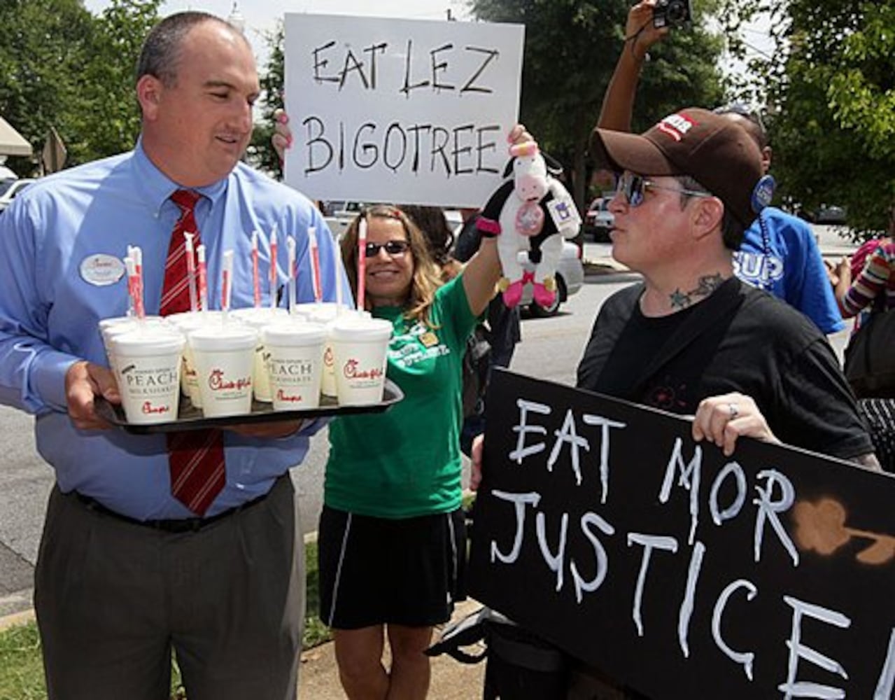 'Kiss-in' at Chick-fil-A restaurants, Friday, August 3, 2012