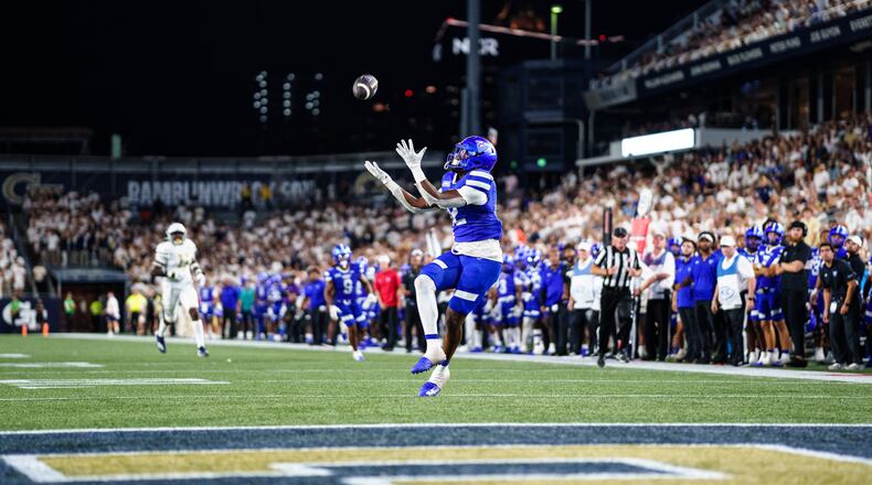 Georgia State Panthers tight end Dorian Fleming (82) during the game between Georgia State and the Georgia Tech Yellow Jackets on Saturday, Aug., 2024 at Bobby Dodd Stadium in Atlanta. (Photo by Ivan Konon/Georgia State Athletics)