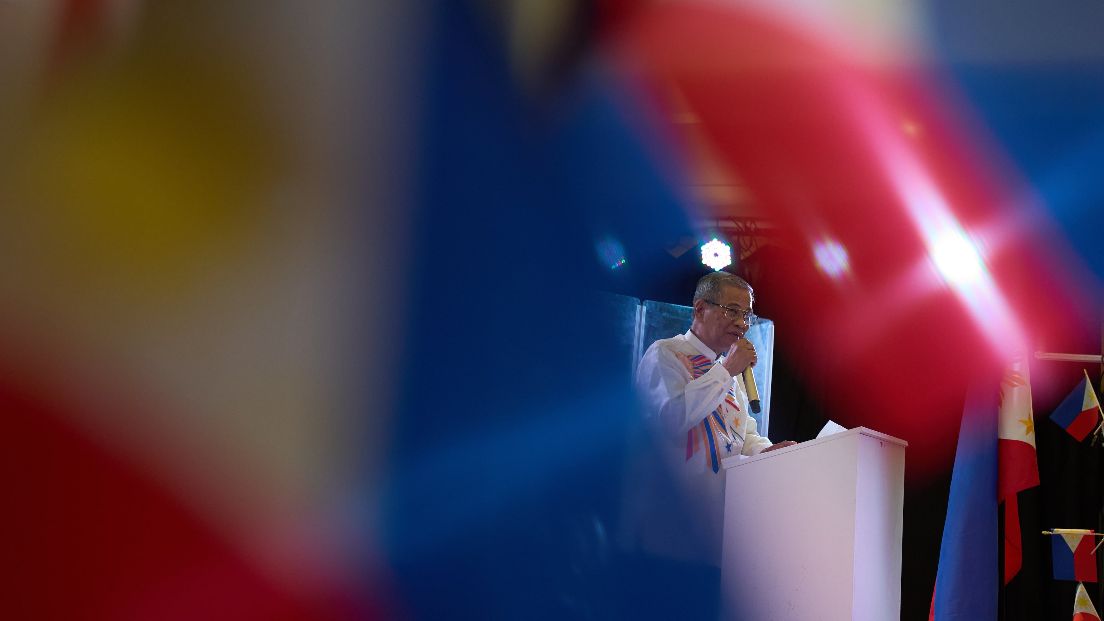 Bernie Benito speaks during a celebration for the designation of Filipino Town as a Clark County Cultural District, Thursday, Oct. 9, 2025, in Las Vegas. (AP Photo/John Locher)
