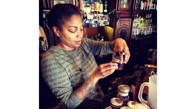 Kysha Cyrus tins classic craft cocktails to go at Steinbeck’s in Oakhurst. CONTRIBUTED BY STEINBECK’S