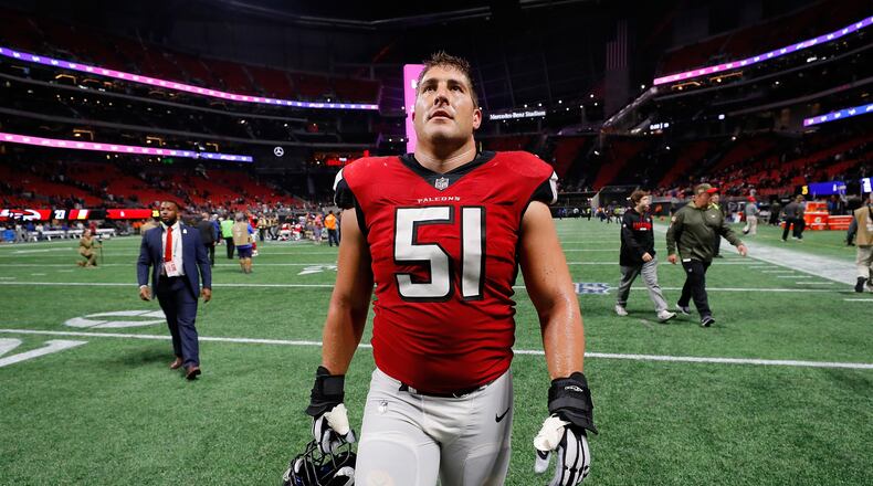 Look at Falcons center Alex Mack. He looks like a boss, right? He's super smart, having attended Cal, and he's really good. And the five time Pro-Bowler has absolutely no interest in your silly question about the best block of his NFL career ahead of Saturday's playoff game at Philadelphia